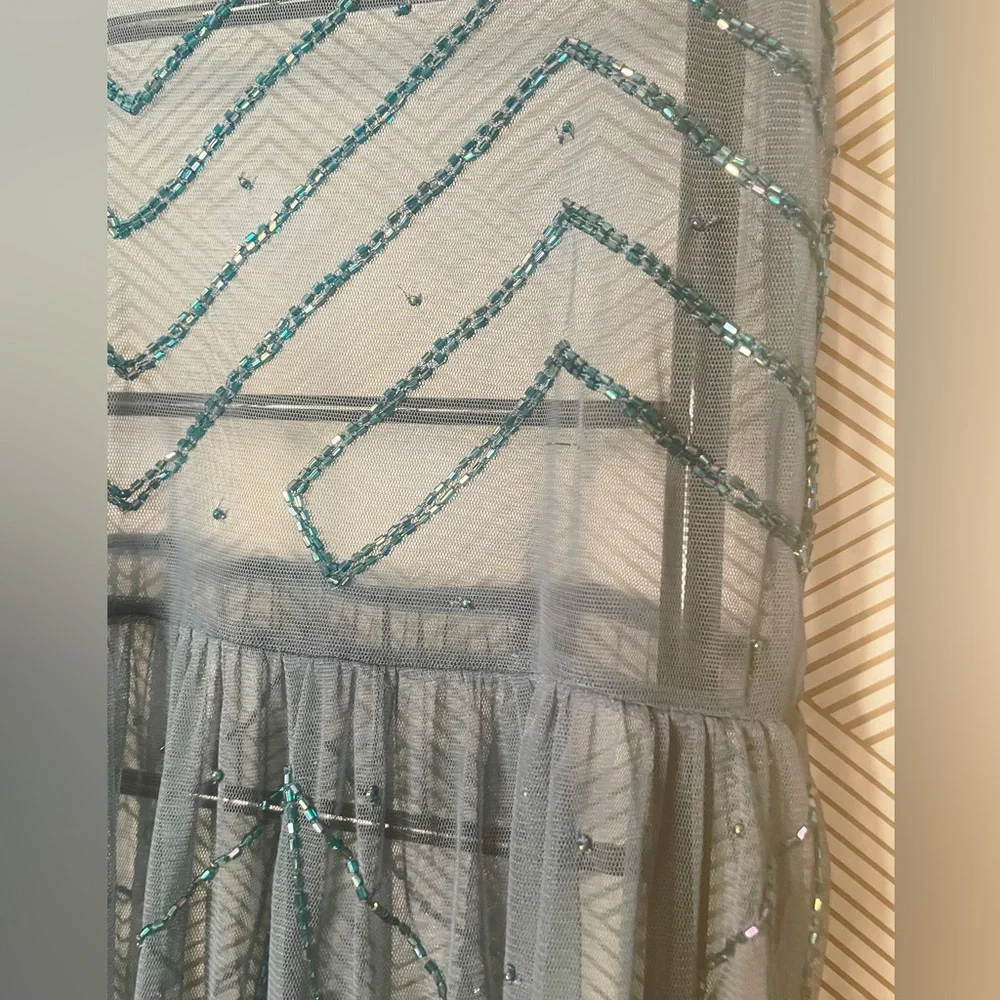 🌟Host Pick🌟Free People! Embellished Teal Sheer Slip Dress - Picture 11 of 16